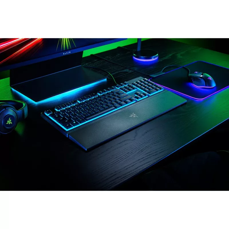 Gaming-Tastatur Razer Ornata V3 X Full-Size USB, Membranschalter, RGB-LED-Hintergrundbeleuchtung, Handgelenkauflage, 1000 Hz Abfragerate, Schwarz