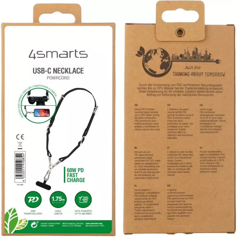 4smarts USB-C Handykette PowrCord schwarz (541386)