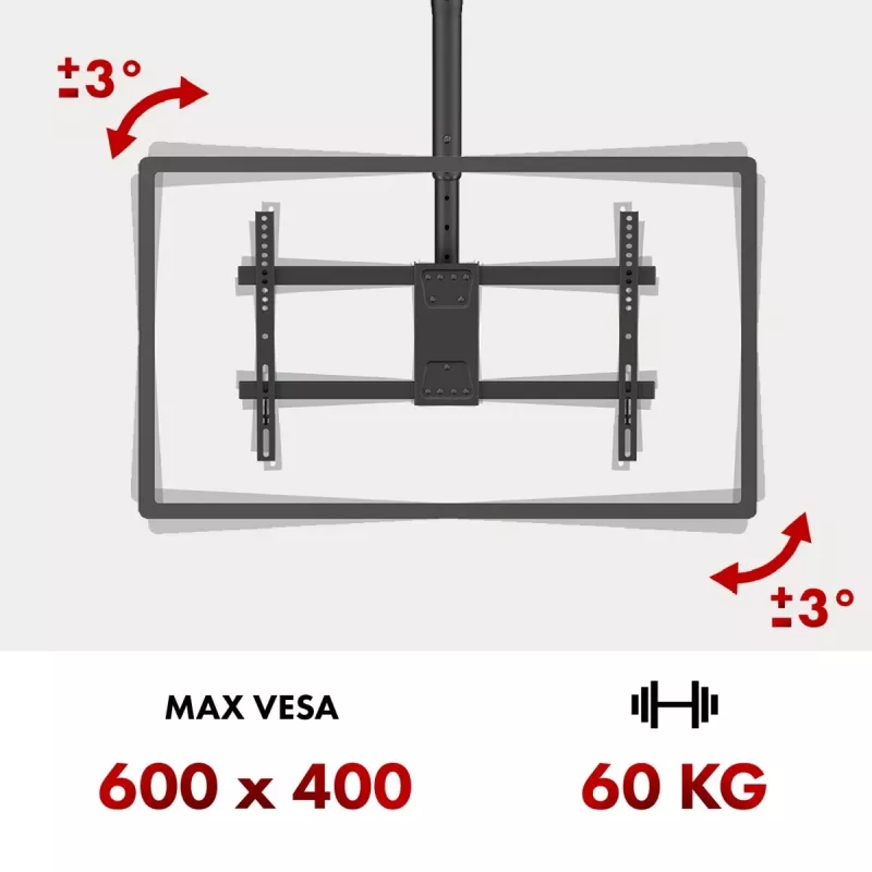 Decken-TV-Halterung MACLEAN MC-112B, max. Traglast 60 kg, neigbar und schwenkbar