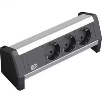 Power Extension Bachmann DESK 1 3 AC Outlets Indoor Schwarz Silver