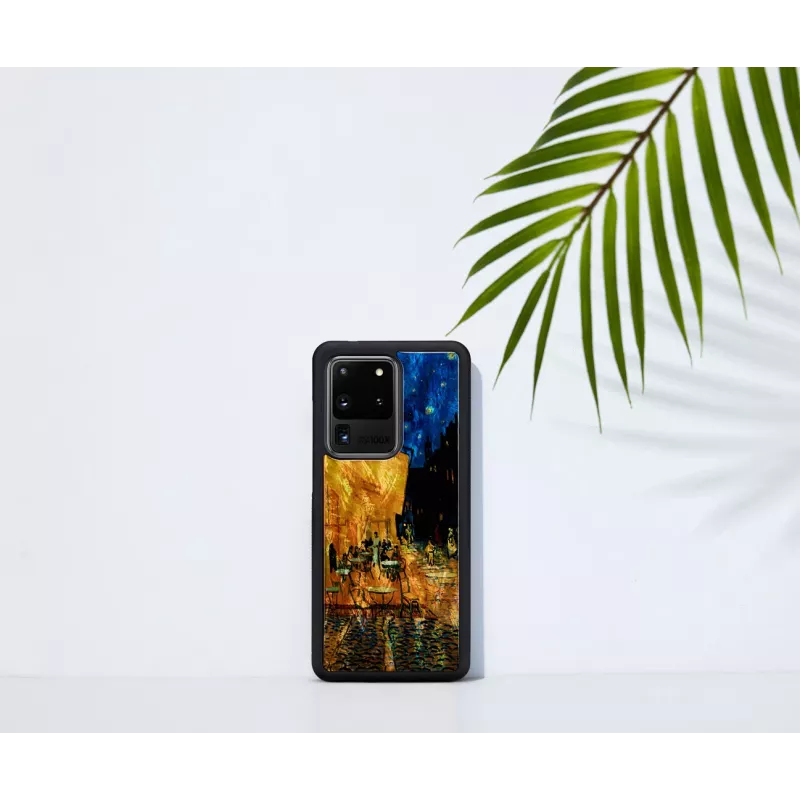 Handyhülle iKins für Samsung Galaxy S20 Ultra — schwarz, Modell 'Cafe Terrace'