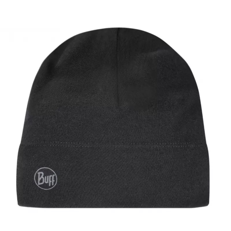Beanie-Mütze Buff Merino Midweight — Solid Schwarz, Einheitsgröße, Merinowolle, Herbst/Winter, Sport