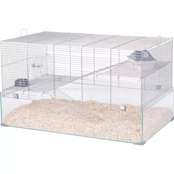 Käfig ZOLUX Neolife 80 (Modell 205664GRI) für Mäuse und Ratten — 780×450×480 mm, Kunststoff, Stababstand 9 mm, inklusive Napf, grau