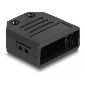 Kabelgehäuse DELOCK D-Sub-Gehäuse für 9-polig Stecker/Buchse, Kunststoff mit Zugentlastung, 33,3×33,8×14,8 mm, schwarz