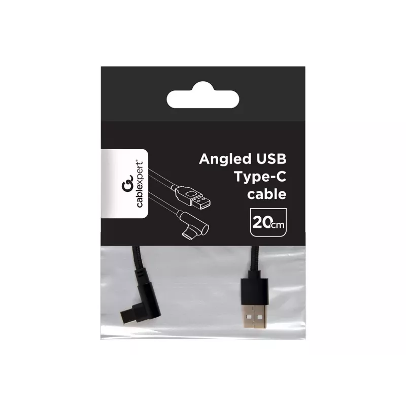 Kabel USB 2.0 auf USB-C abgewinkelt / CC-USB2-AMCML-0,2M GEMBIRD