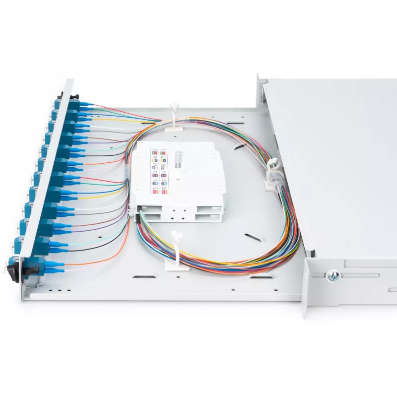 GLASFASER-SPLEISSBOX LC OS2 1U 12XLC OS2 PIGTAILS KUPPLER