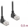 Netzwerkkabel DeLOCK RJ45 Cat.6A S/FTP schlank 90° nach unten 0,5 m schwarz