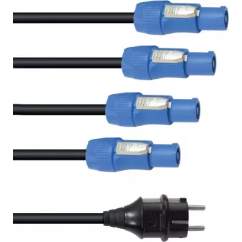 Netzkabel EUROLITE P-Con 1-4 3x2,5mm² — Netzteil-Splitterkabel zur Stromversorgung mehrerer Geräte