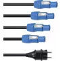 Netzkabel EUROLITE P-Con 1-4 3x2,5mm² — Netzteil-Splitterkabel zur Stromversorgung mehrerer Geräte