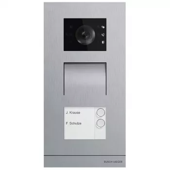 Video-Türsprechanlage Busch-Jaeger A21381P2-S-03 — Außenstation aus Edelstahl, Tasten, 135×29×277 mm, Silber