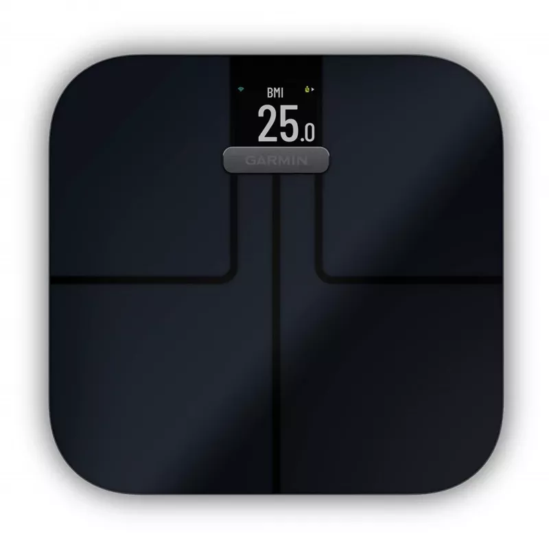 Elektronische Personenwaage GARMIN Index S2 — schwarz, max. 181,4 kg, Wi‑Fi/Bluetooth, Körperzusammensetzung