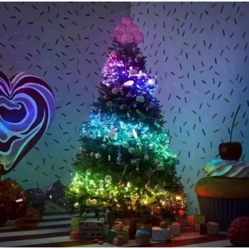Vorbeleuchteter Weihnachtsbaum Twinkly Regal Tree 1,50 m – 270 RGB LEDs, Wi‑Fi & Bluetooth, IP20, 36 W, grünes Kabel