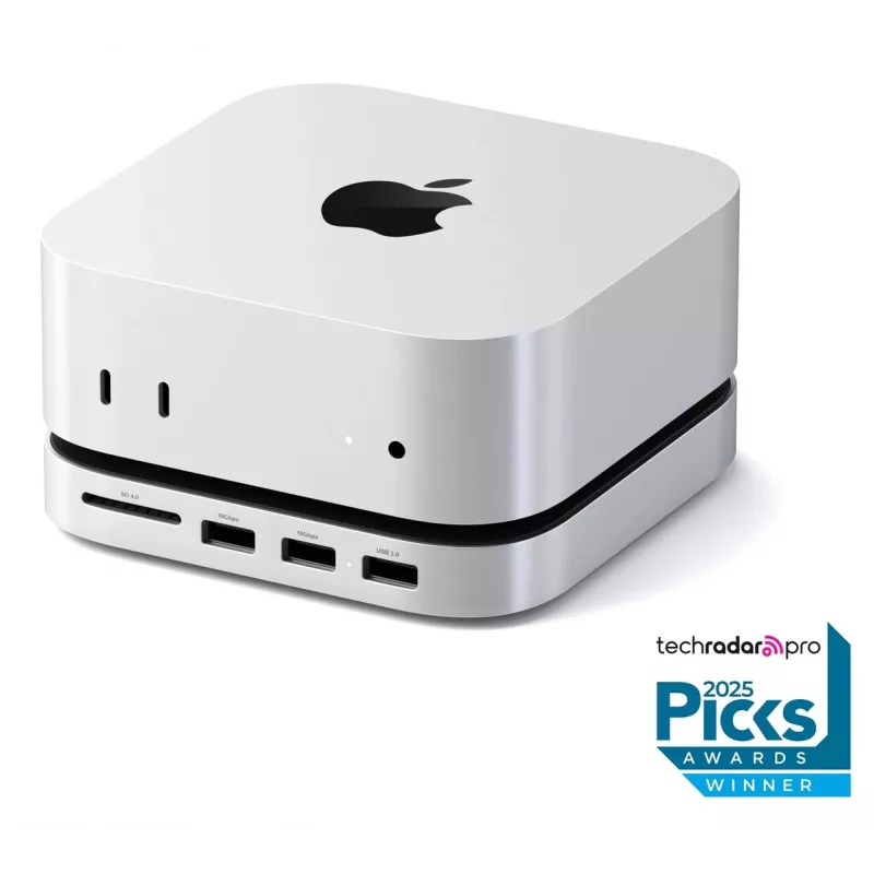 Satechi Laptop-Dock/Port-Replikator ST-GNMMES — kabelgebundener USB 3.2 Gen 2 Typ-C Hub, USB-A & SD, Silber
