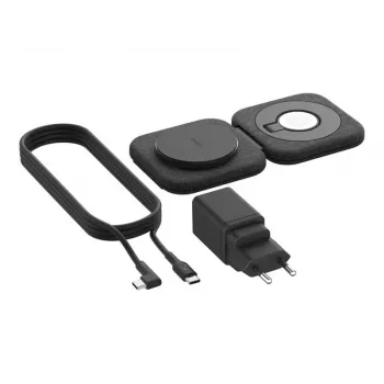 Kabellose 2-in-1-Ladestation Belkin BOOSTCHARGE PRO QI2 WIZ026VFBK — kabelloses Schnellladen für Smartphone und Kopfhörer