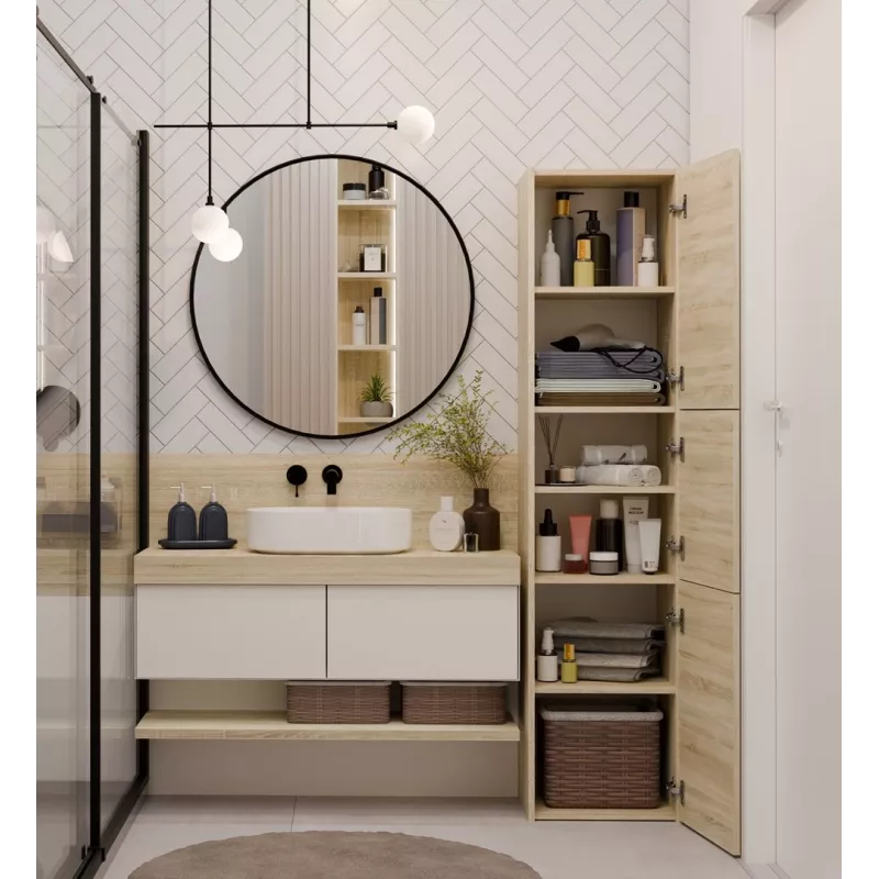 Topeshop S43 SONOMA Badezimmerschrank Oak