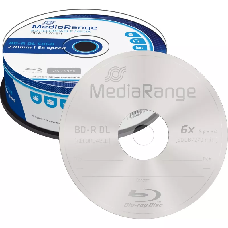 BD-R DL MediaRange MR508 50 GB 25 Stück