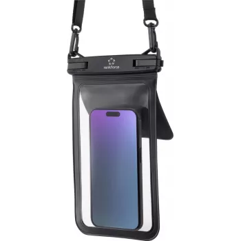 Renkforce Wasserdichte Smartphone-Hülle Outdoorcase Universal Schwarz, Transparent, wasserdicht, mit Umhängeschlaufe, staubdicht RF-6956970 (RF-6956970)