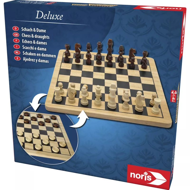Deluxe Wood - Schach & Dame, Brettspiel