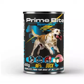 PRIME BITE Monoprotein Ente mit Zucchini - Nassfutter für Hunde - 400g