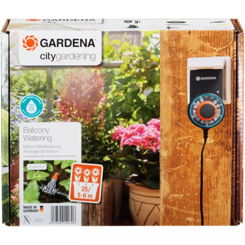 city gardening Vollautomatische Balkonpflanzgefäß-Bewässerung 1407-20, Bewässerungssteuerung Grau/Schwarz, 43-teilig