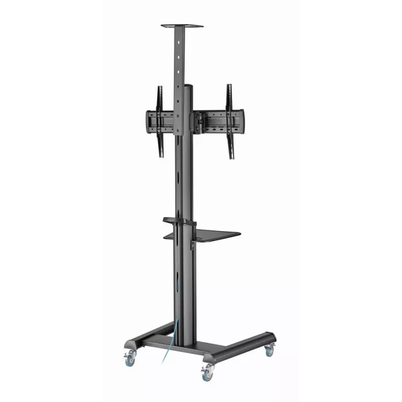 Boden-TV-Ständer Gembird TVS-70T-02 für 37 Zoll–70 Zoll Bildschirme, max. 70 kg, VESA 200x200–600x400, neigbar ±5°/−12°, höhenverstellbar, Rollen, Kabelmanagement