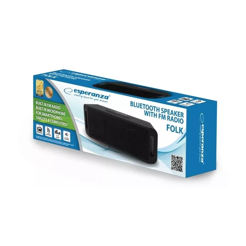 Stereo-Tragbarer Lautsprecher ESPERANZA FOLK Schwarz — 6 W RMS, Bluetooth, MicroSD, LiPo-Akku