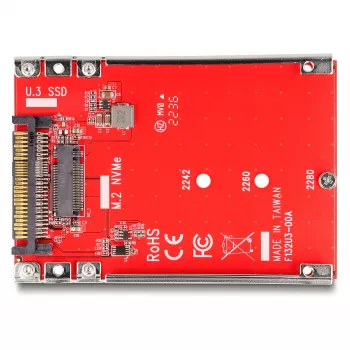 DeLOCK 2,5-Zoll-Konverter U.3 SFF-8639 auf M.2 NVMe Key M 7 mm Rot