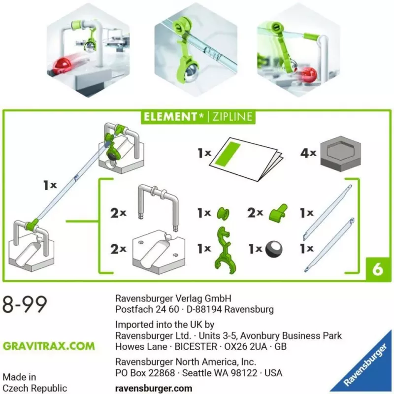 Ravensburger GraviTrax Element Zipline Zubehör für Aktivitäts-Geschicklichkeitsspielzeug (27472)