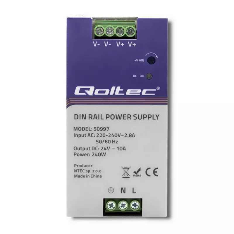 DIN-Schienen-Netzteil QOLTEC 50997 240W 24V 10A