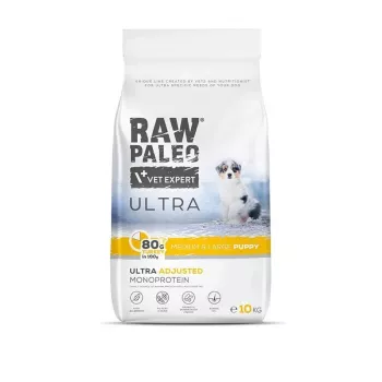 VET EXPERT RAW PALEO Ultra Medium&Large Puppy Turkey - Trockenfutter für Welpen - 10 kg
