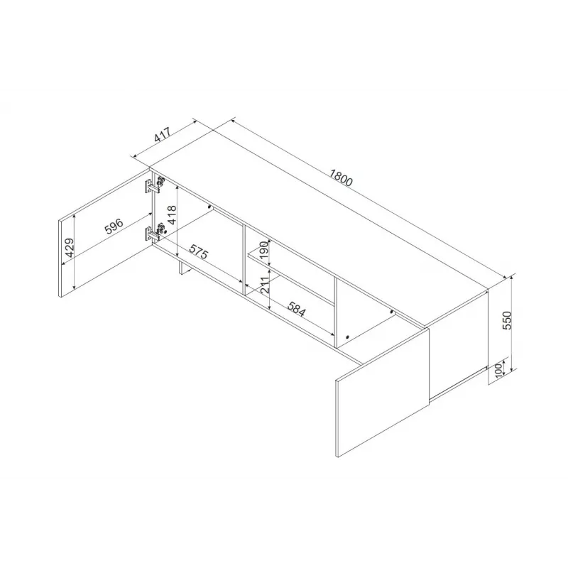 Cama 2D1P RTV-Schrank ALMA 180x41.5xH55 Kaschmir