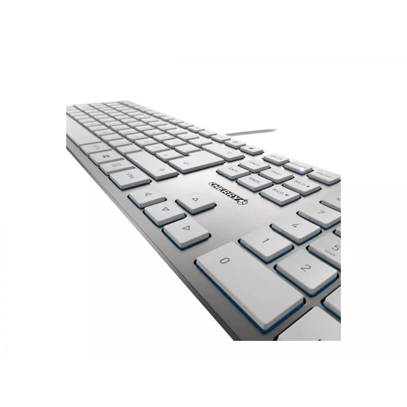 CHERRY KC 6000 schlank Tastatur, kabelgebunden, USB, QWERTY, Nordic-Layout, Silber, Weiß