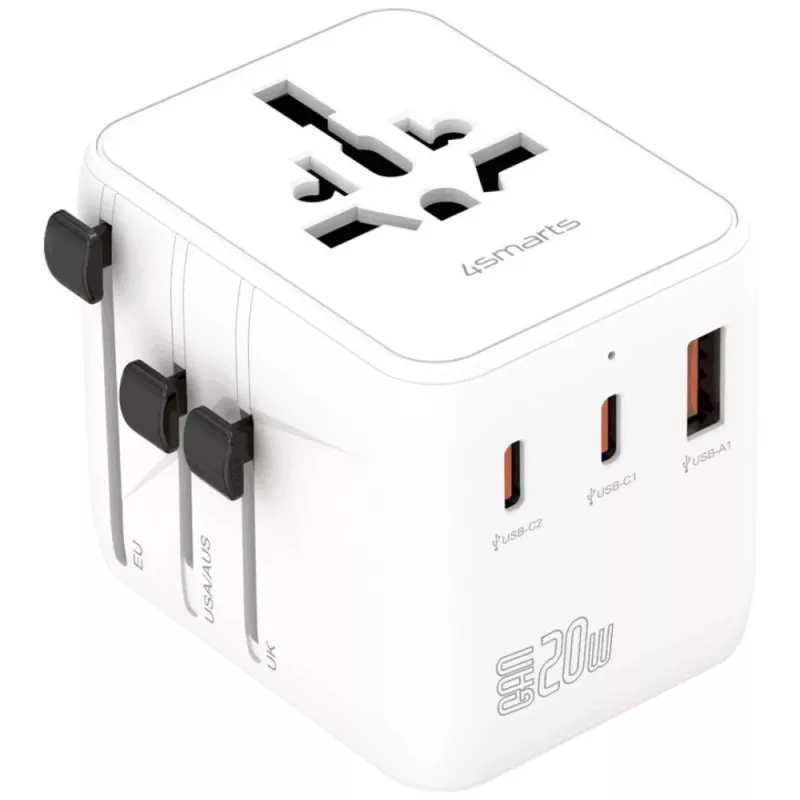 Reiseadapter 20W GaN Nomad 2xUSB-C + 1xA