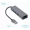 Gembird A-AMU3-LAN-01 USB-A-auf-Gigabit-LAN-Adapter mit 3-Port-USB-3.0-Hub, Schwarz