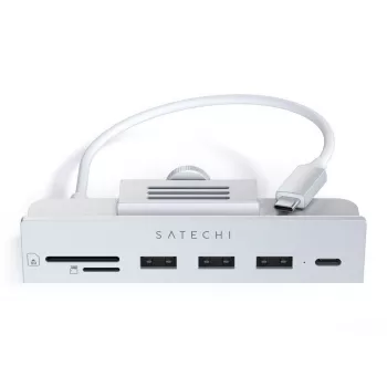 Laptop-Dock / Port-Replikator Satechi ST-UCICHS USB 3.2 Gen 1 Type-C, USB-A-Anschlüsse, SD/MicroSD, Silber