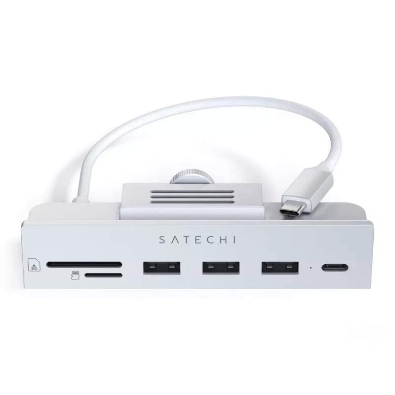 Laptop-Dock / Port-Replikator Satechi ST-UCICHS USB 3.2 Gen 1 Type-C, USB-A-Anschlüsse, SD/MicroSD, Silber