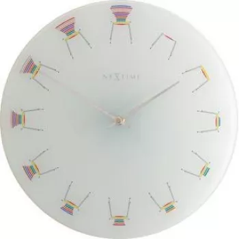 NeXtime Uhr 8809 Chair, Ø30 cm, Wand, Weiß/ Mehrfarbig