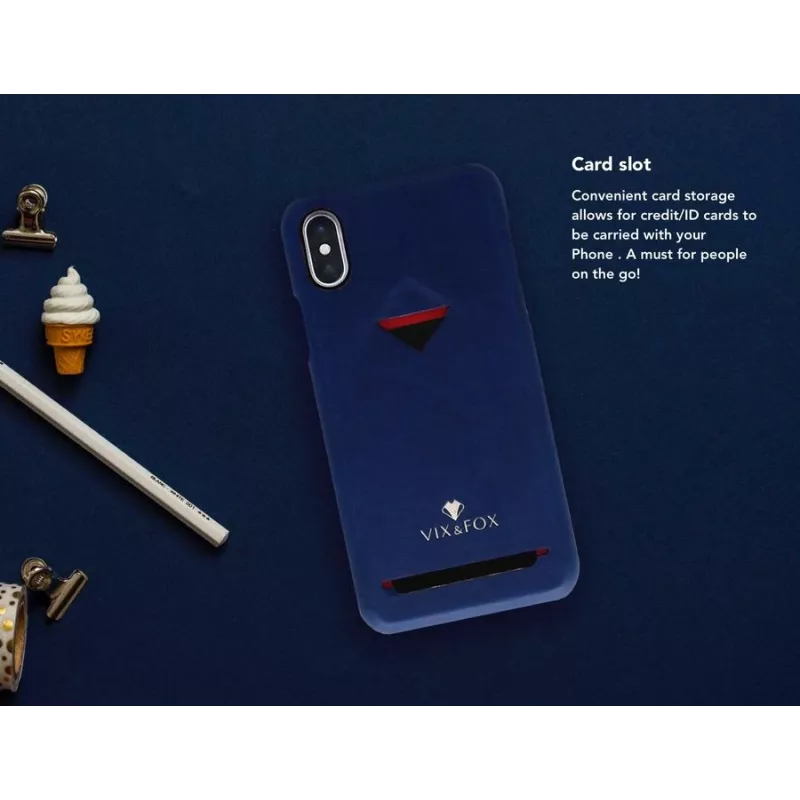 Karten-Slot-Rückenschale VixFox für iPhone 7/8 Plus – marineblau, rückseitige Schutzhülle mit Kartenfach