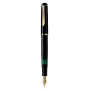 Pelikan M200, Schwarz, Gold, Integriertes Füllsystem, Harz, Gold, Italic-Feder, Gold, Edelstahl