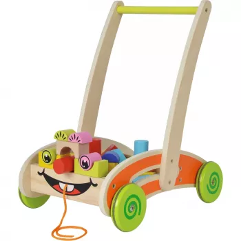 Spiel- und Lauflernwagen aus Holz von Simba-Dickie — Eichhorn Geschicklichkeitsspiel mit 35 Bauklötzen