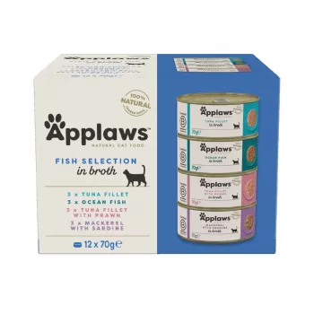 APPLAWS Fish Selection Multipack in Brühe - Nassfutter für Katzen - 12x70g