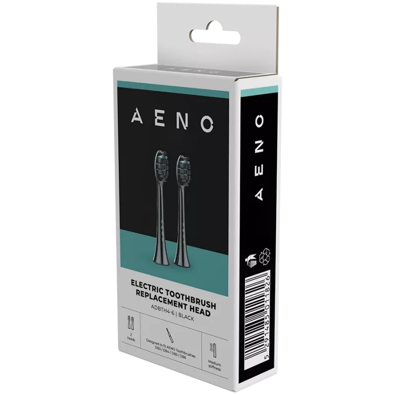 AENO Ersatzbürstenköpfe, Schwarz, Dupont-Borsten, 2 Stück im Set (für ADB0004/ADB0006 und ADB0003/ADB0005)