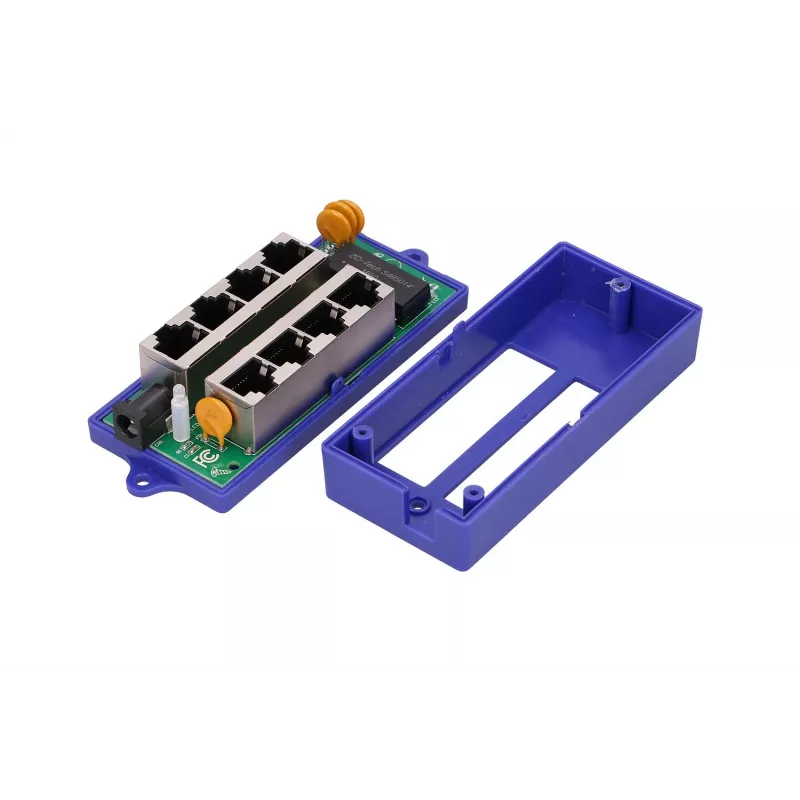 PoE Injector Extralink Gigabit 4-Port, 4x 1000Mb/s RJ45, 48V, Blau/Schwarz