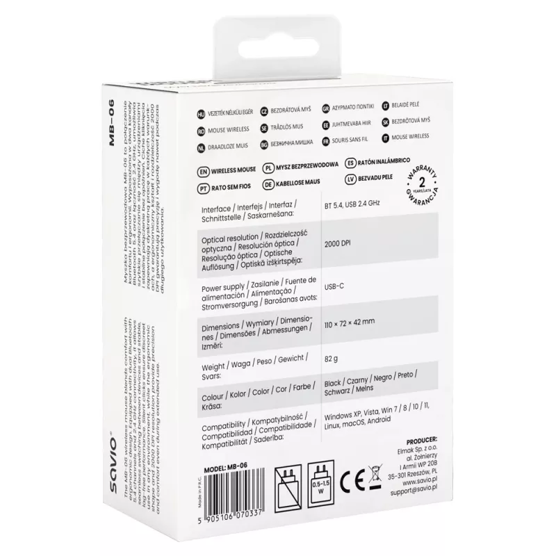Savio MB-06 Maus Universal Beidhändig Bluetooth 3800 DPI