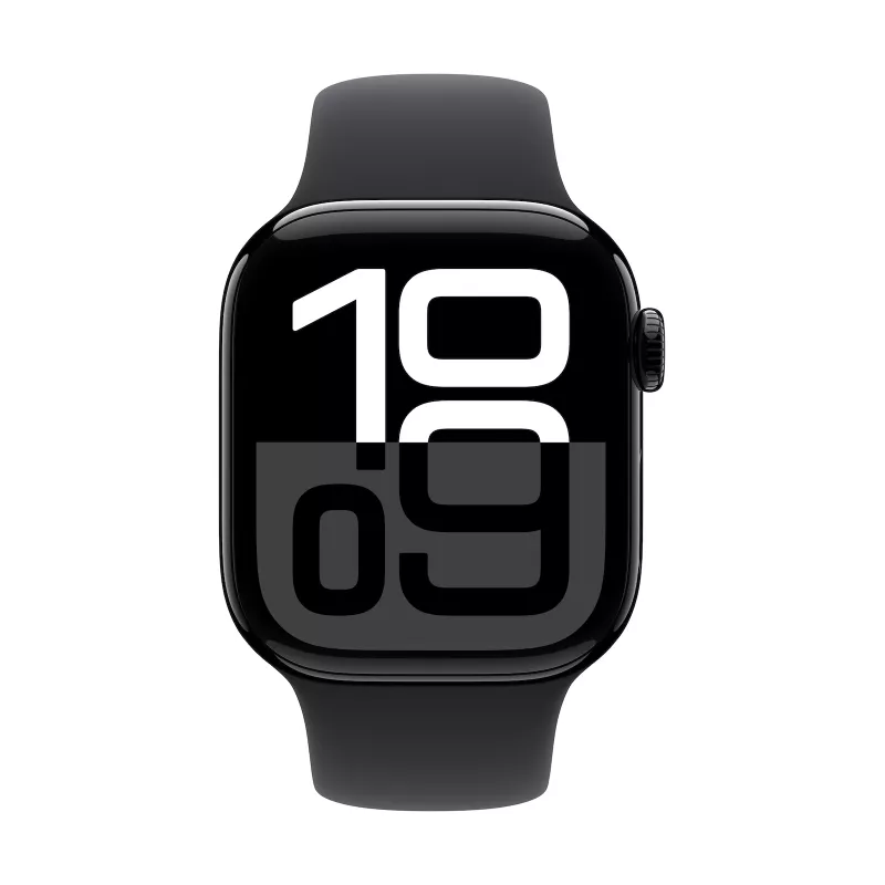 Watch Series 10 GPS + Cellular 42 mm Jet Black Aluminium Gehäuse mit Black Sport Band - M/L
