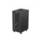 Netzwerkschrank LANBERG 19 Zoll 24HE 600x800 mm schwarz mit Glastür und LCD-Ausschnitt (flach Pack) v2