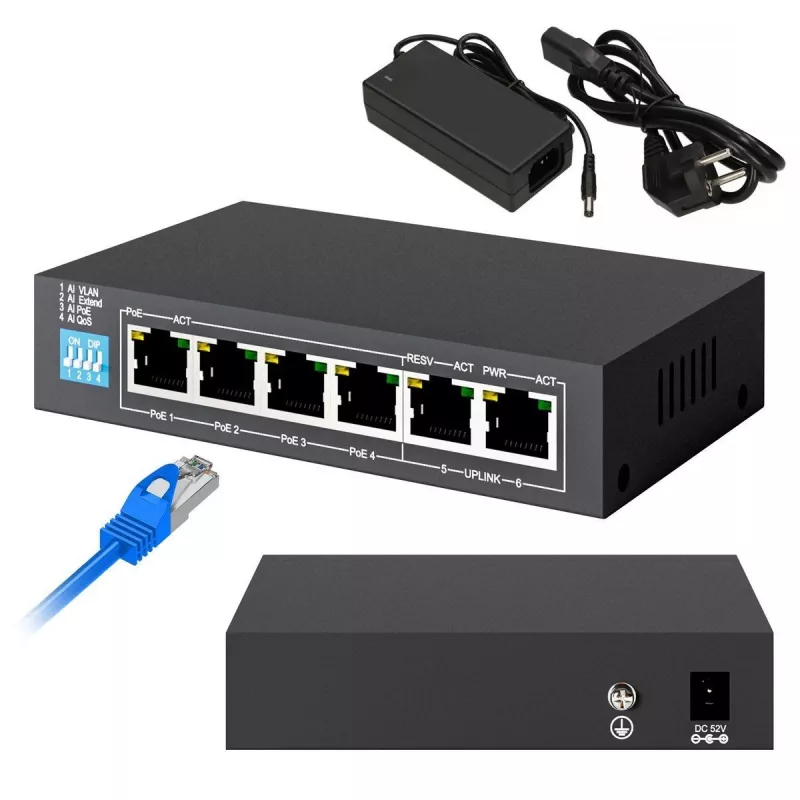 Unmanaged Switch Extralink EUROS V2 4x 100Mb/s PoE/PoE+