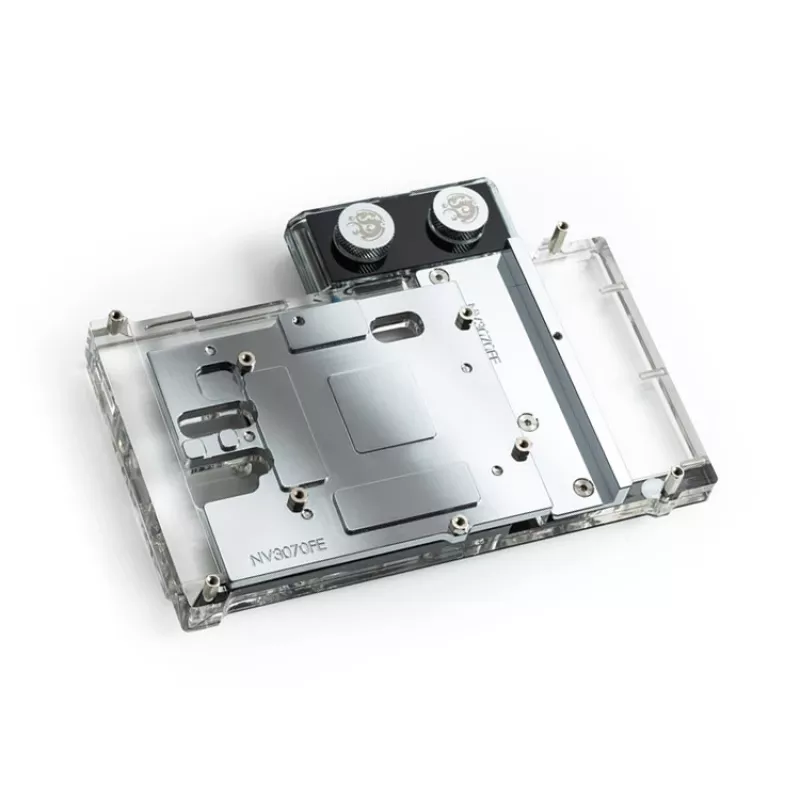 Water block BitsPower Classic VGA BP-VG3070FE — 125×171,4×28,4 mm, 3‑pin RGB, schwarz/silber/transparent