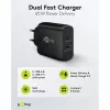 USB-C Dual-Fast Charger, PD, GaN, 65 Watt (schwarz, 1x USB-C, 1x USB-A, Power Delivery)