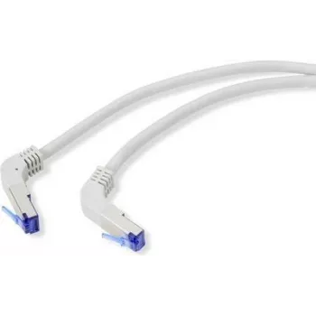 Renkforce RF-4892520 RJ45-Netzwerkkabel, Patchkabel CAT 6a S/FTP 20,00 m Grau (RAL 7035) 90° nach unten abgewinkelt 1 Stück (RF-4892520)